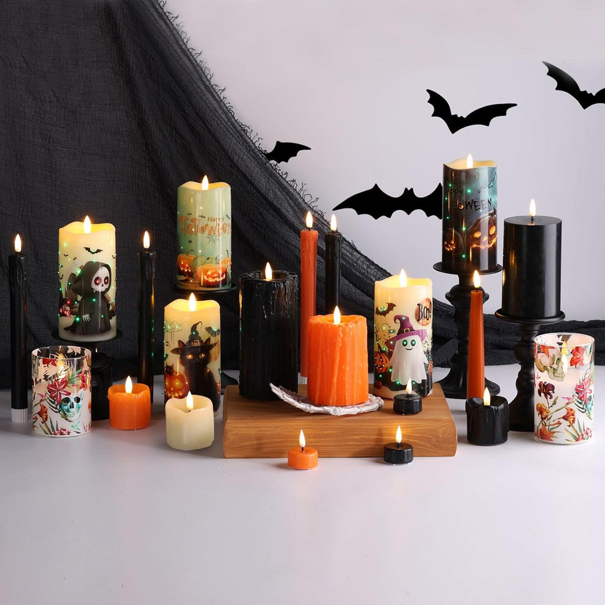 Eywamage Ivory Dripping Wax Flameless Votive Candles with Timer Batteries