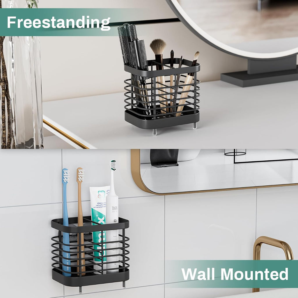 Stainless Steel Electric Toothbrush Holder for Bathroom Wall & Countertop