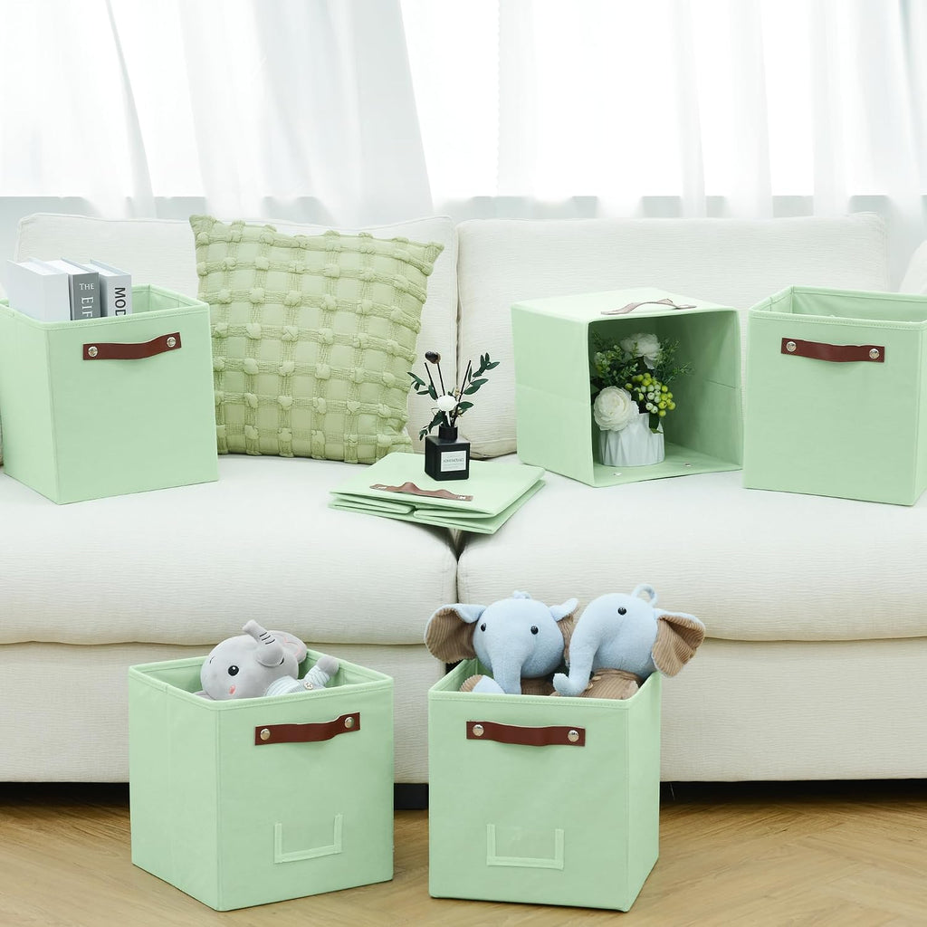 FinishingBo 10.5" x 11" Storage Bins with Labels 6 Pack