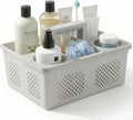 KMV Portable Shower Caddy Dorm: Features handles and adjustable compartments，Ventilation and Drainage Hole Design Cleaning Basket，ideal for toiletries， Essential for college dorms-gray