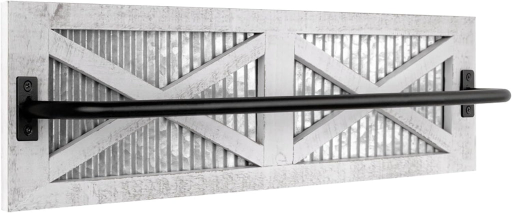 Autumn Alley Farmhouse Rustic Towel Rack Holder - Wood Towel Rack - Farmhouse Towel Holder for Rustic Bathroom and Farmhouse Kitchen Style Décor - 24" Wall Mounted, Rustic White