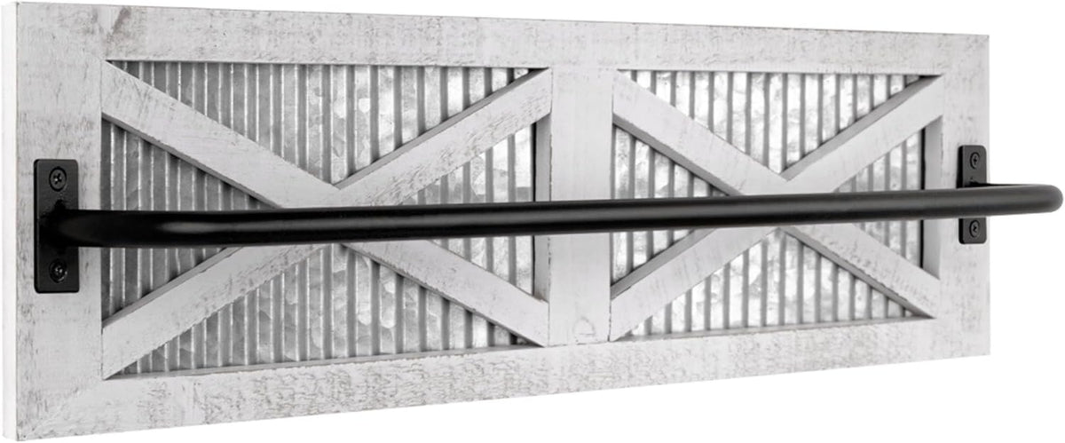Autumn Alley Farmhouse Rustic Towel Rack Holder - Wood Towel Rack - Farmhouse Towel Holder for Rustic Bathroom and Farmhouse Kitchen Style Décor - 24" Wall Mounted, Rustic White