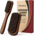 TAKAVU Horse Hair Laundry Brush Set of 2, Soft Natural Bristle