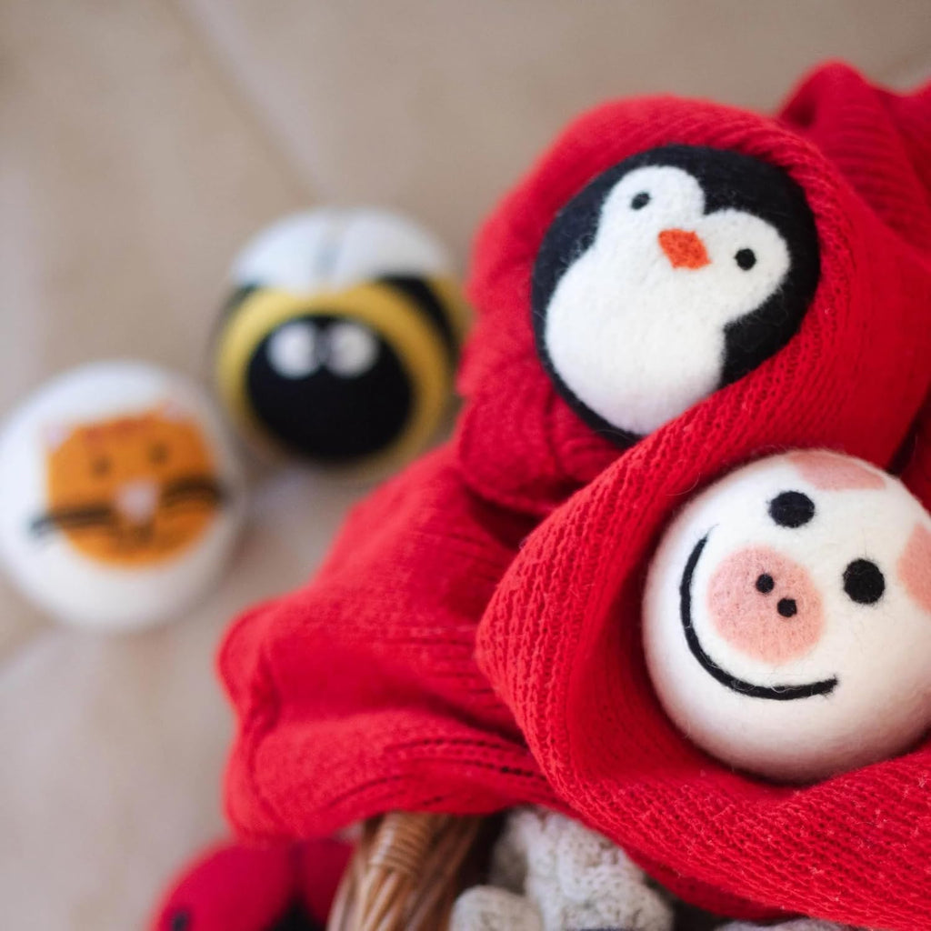 Friendsheep Wool Dryer Balls (6 Pack XL - Critter Camp)