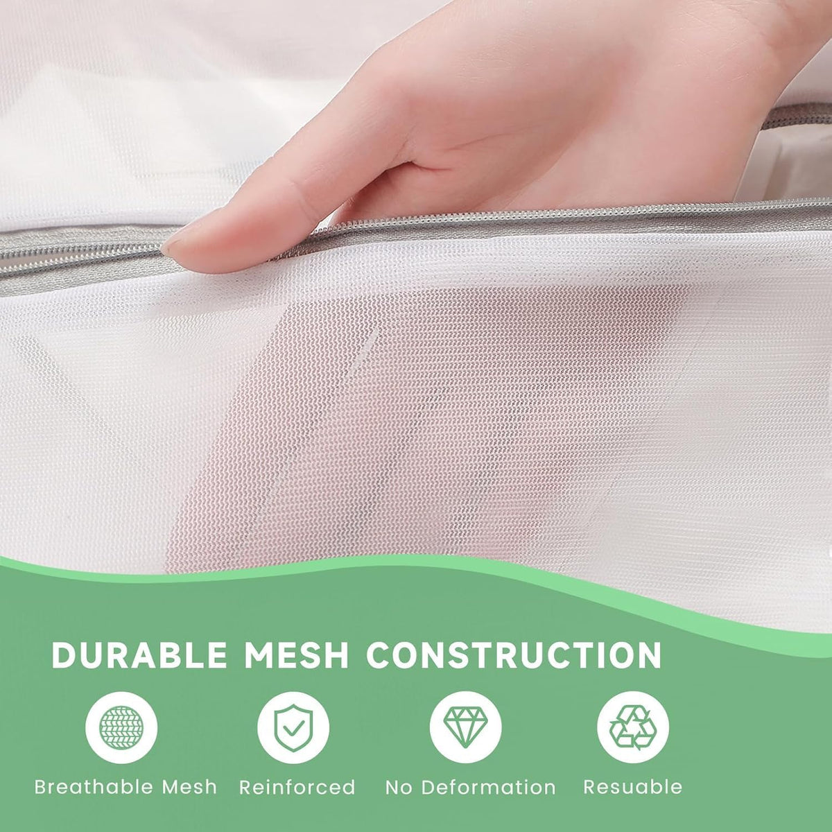 4 Pack Durable Laundry Bags Mesh Wash Bags, With Zipper