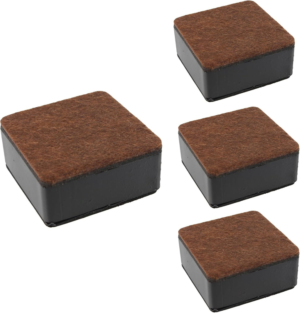 4PCS 1.2Inch Self-Adhesive Square Furniture Riser, Black Carbon Steel Bed Table Sofa Lift Riser, Heavy Duty Couch Cabinet Riser, Adds 1.2 Inch Height with Felt Pad
