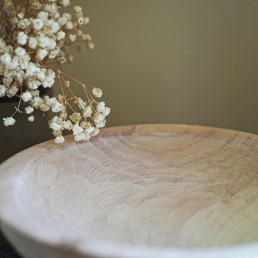 Wooden Decorative Bowl, Farmhouse Centerpiece (Natural)