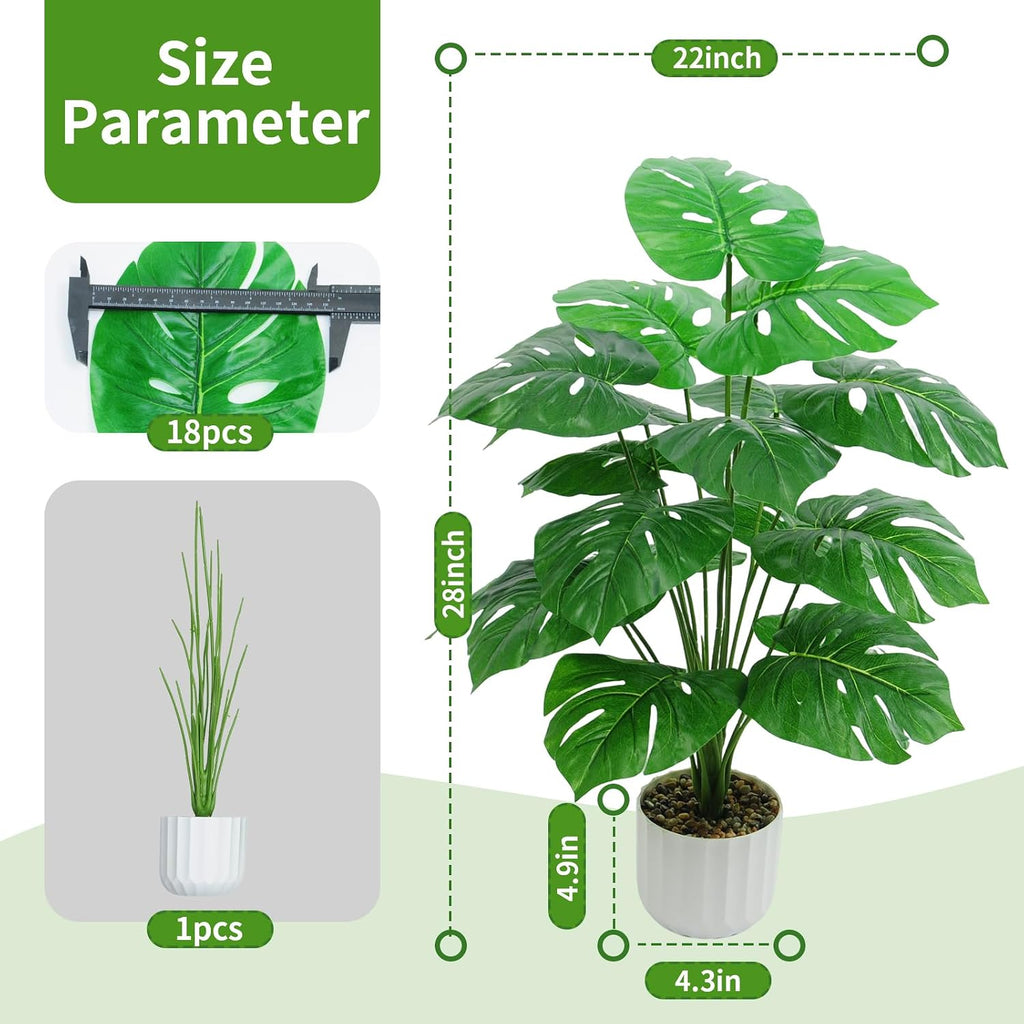 Freyalife 28“ Fake Plant Artificial Monstera for Room Decor, Faux Potted Plants Indoor for Home Living Bedroom Aesthetic Farmhouse Dorm Office Classroom and Outdoor Garden Porch Balcony Decor
