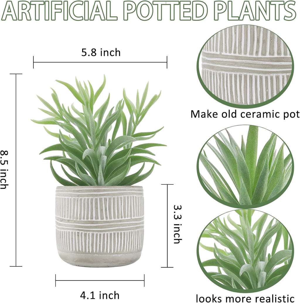 Der Rose 2 Pack 8.5" Fake Succulents Plants in Ceramic Pots for Boho Decor