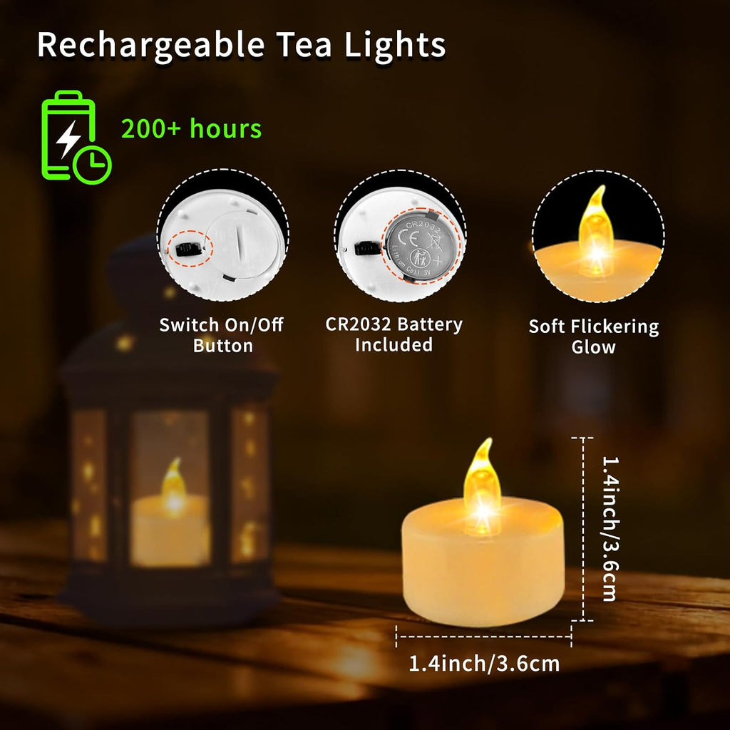 Tea Lights 50 Pack Flameless Candles, Warm Yellow Battery Operated Flickering Candles 200+ Hours Ideal for Home Decoration Outdoor Wedding Parties (50pack Warm Yellow)