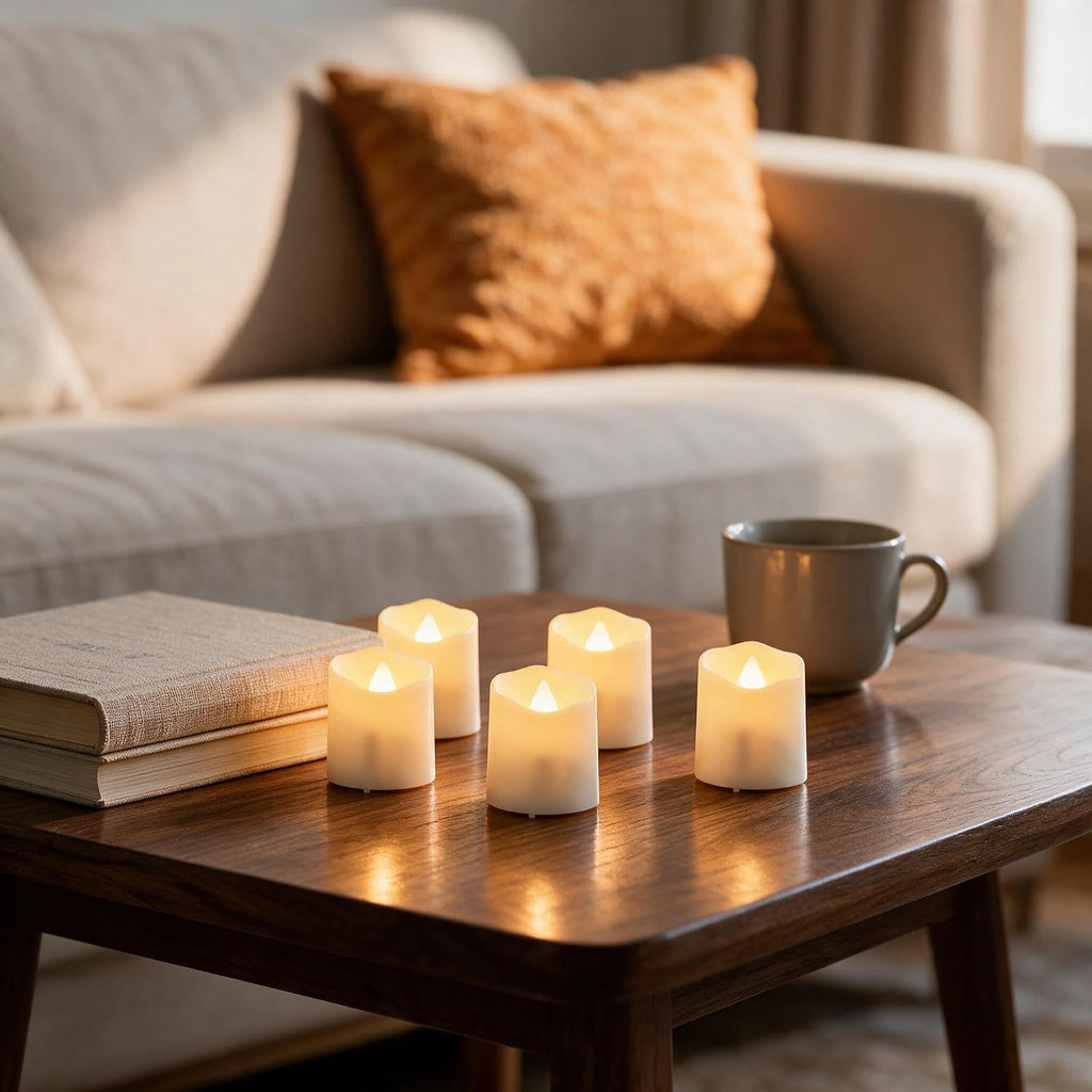 Rechargeable,6pcs Flickering LED Tea Lights Candles with USB Charging Cables, Flameless Votive Candles with Timer & Remote, Warm White Light Electric Fake Candle for Christmas Festival Decor Home