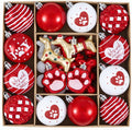 DecobyHannah 42ct Red White Christmas Ornaments Set Tree Dog Decorations