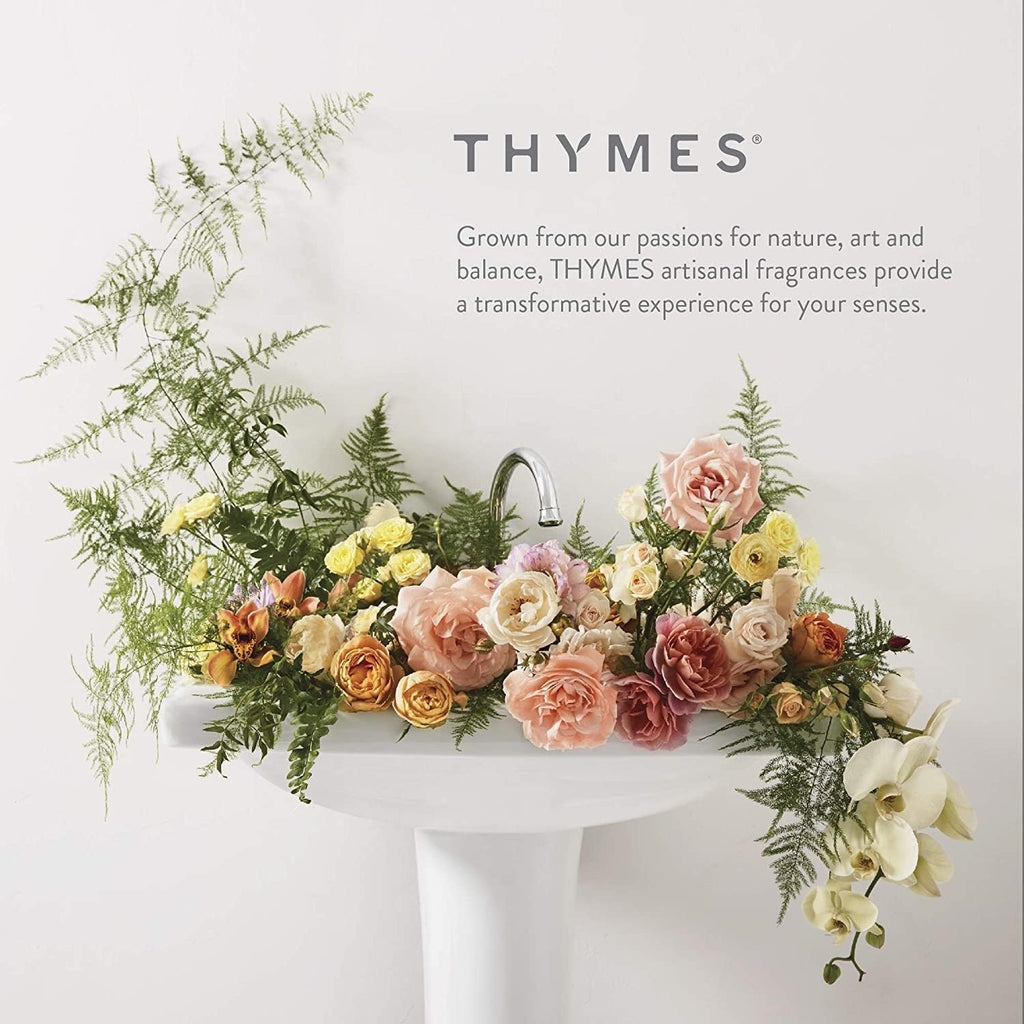 Thymes Petite Reed Diffuser Set – Includes Rattan Wood Sticks, Fragrance Oil, & Glass Bottle – Home Fragrance Oil Diffuser – Luxury Home Decor – Guest Bathroom Essentials (Cyprus Sea Salt, 4 fl oz)