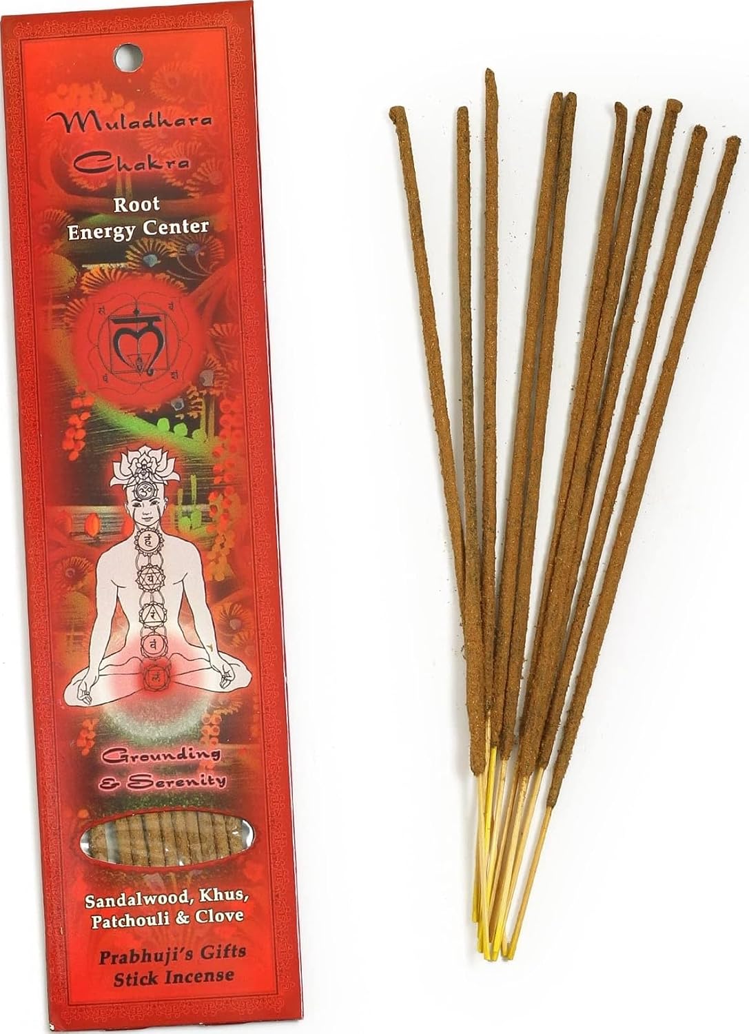 Prabhuji’s Gifts - Divine Chakra Incense Sticks - Muladhara Root Energy - Handmade Herbal Indian Incense - Agarbatti Sticks for Meditation & Cleansing - Earth Element, Serenity & Grounding (10 Pack)…