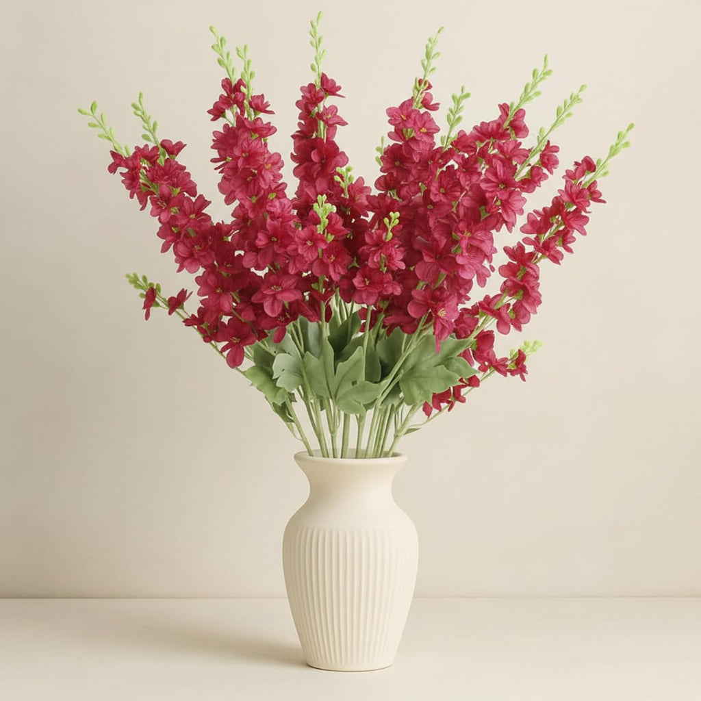 Thiccywoov 42 Pcs Rose Red Delphinium Artificial Flower Bulk, 34.25"