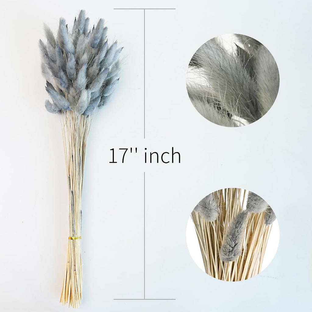 120 PCS Dried Pampas Grass Decor, 17-inch Pompas Floral, Dry Flowers for Decoration, Pampas Grass in Bulk Tall, Bunny Tails Dried Flowers for Boho Wedding Decor