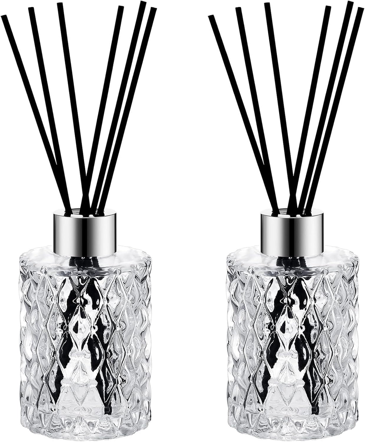Norme 2 Pack Empty Reed Diffuser Bottles with Caps Rattan Sticks, Silver