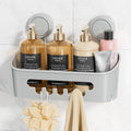 LEVERLOC Shower Caddy Suction Cup, Bathroom Shower Organizer, Grey