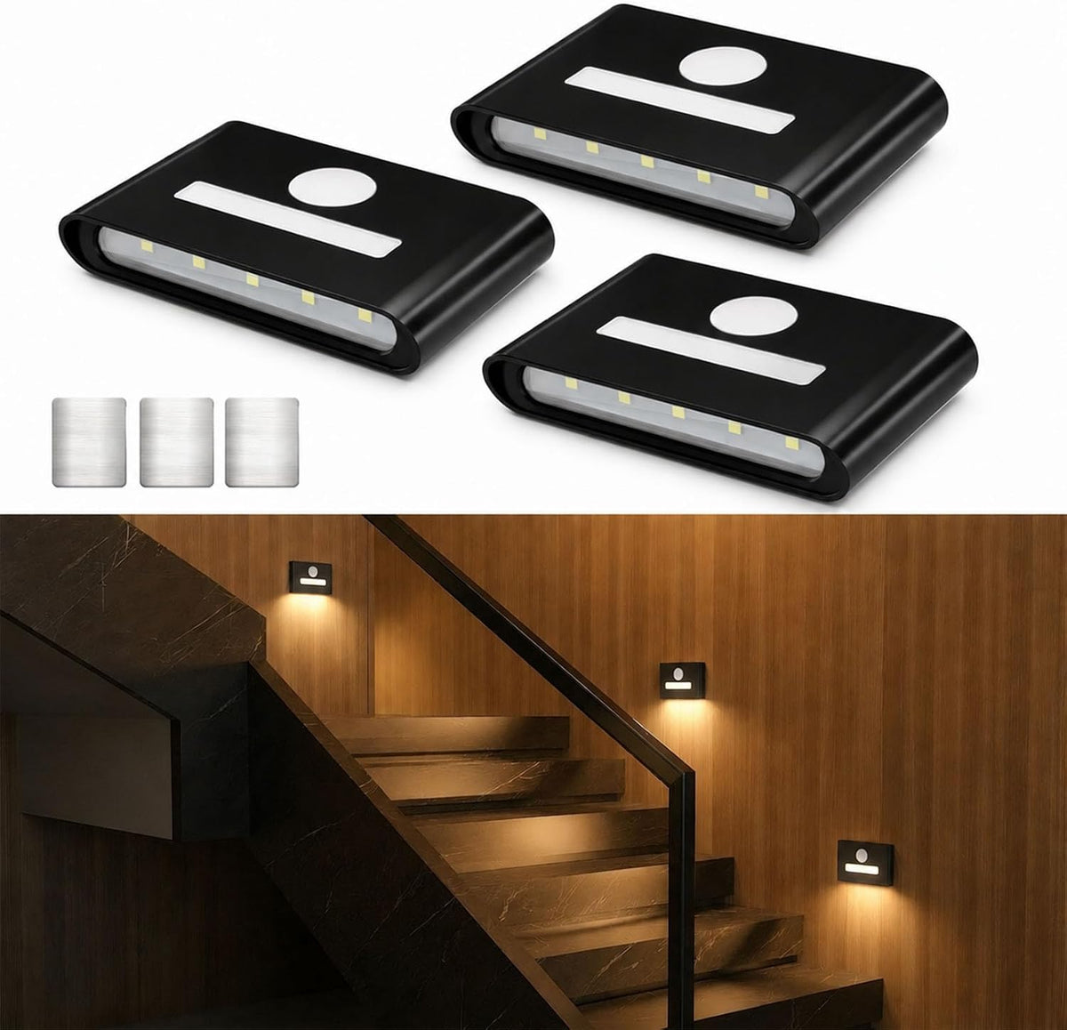 WOBSION Motion Sensor Night Light, Rechargeable Stick-On Wall Sconce