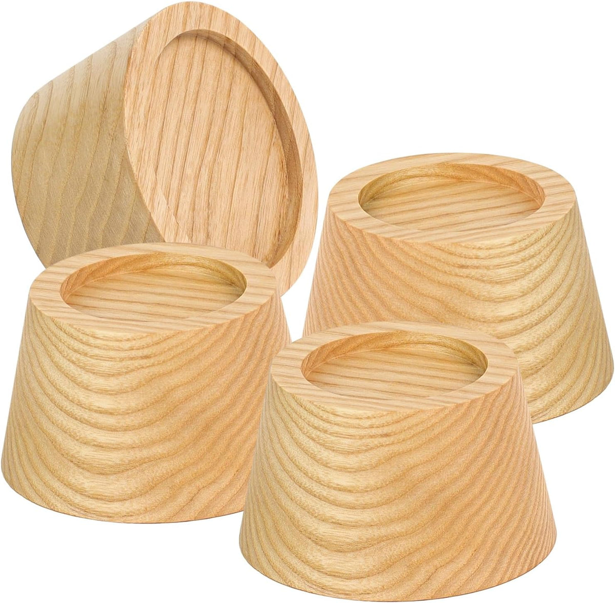 FASONLA Bed Risers (Set of 4) Furniture Risers Lifts Height 2", Oak Solid Wooden Risers for Bed, Furniture Risers with Non-Slip Recessed Hole (Monolithic Wood, 4pcs-2" Hight-Natural)