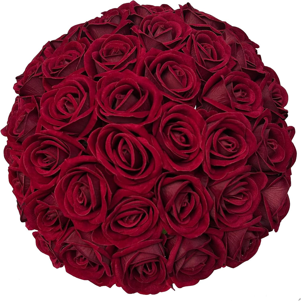 FagusHome 30 Pcs Silk Rose Artificial Flowers Roses Bulk Bouquet Fake Flowers Rose Heads with Stems for Home Wedding Decor (Dark Red)
