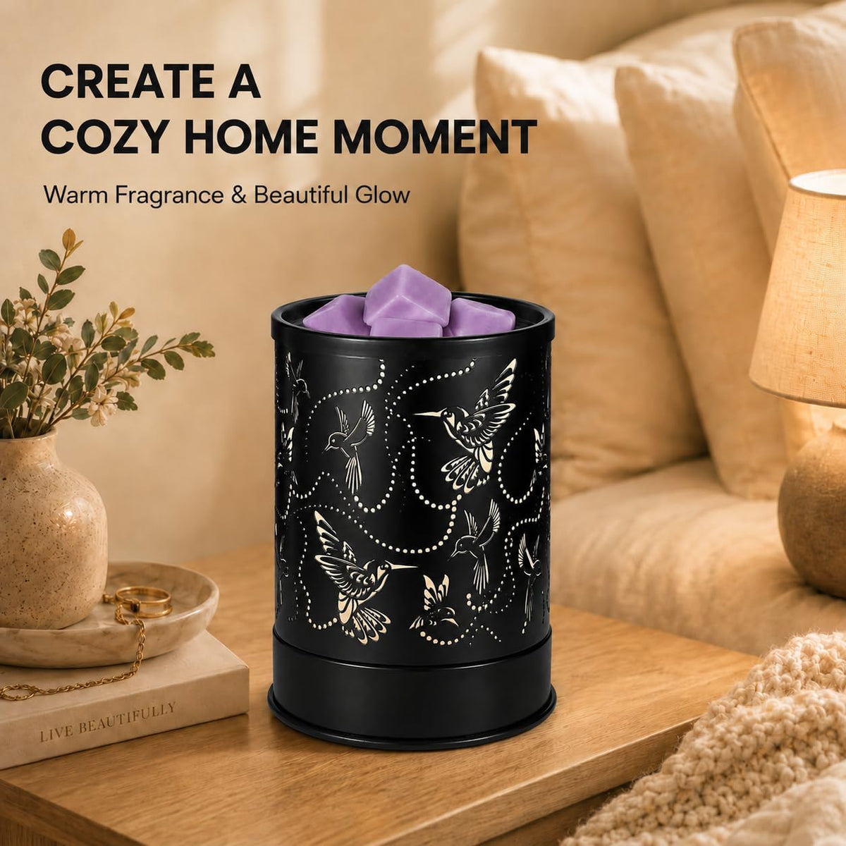 Nawaza Wax Melts Warmer Scented Metal Electric LED Burner Hummingbird Flock