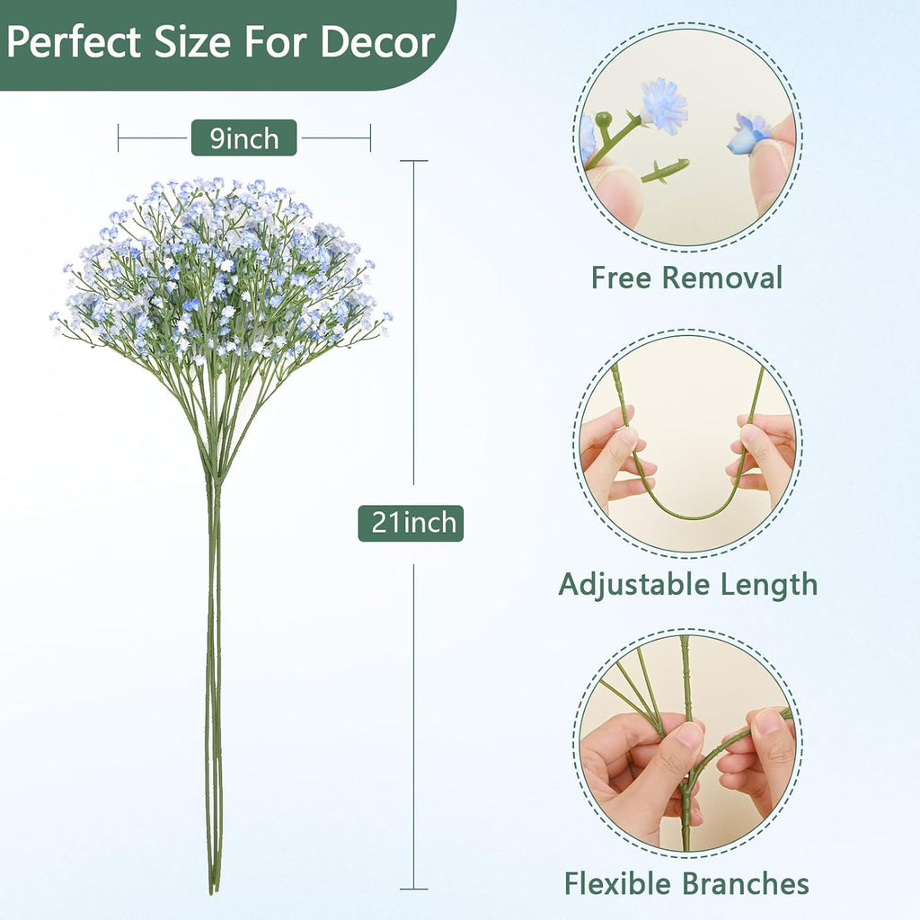 Elyum Babys Breath Artificial Flowers, 12 Pcs Baby Breath Flowers Fake Bulk