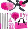 CALBEAU Pink Ceiling Fan Cleaner Duster, Ceiling Fan Duster Kit, 13PCS