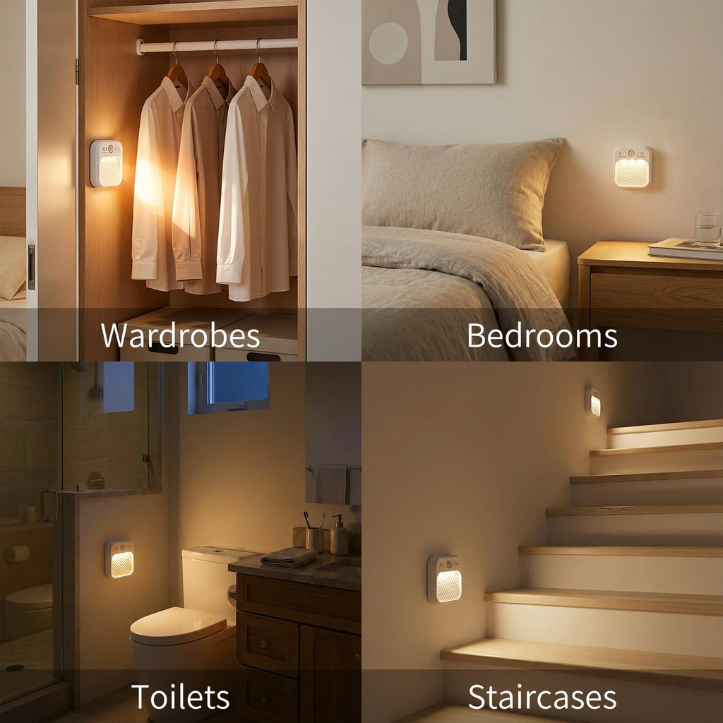 Rechargeable Motion Sensor Night Light, LED Cordless Stick On Wall Light for Stairs Bedroom Bathroom RV Cruise Ship Cabin