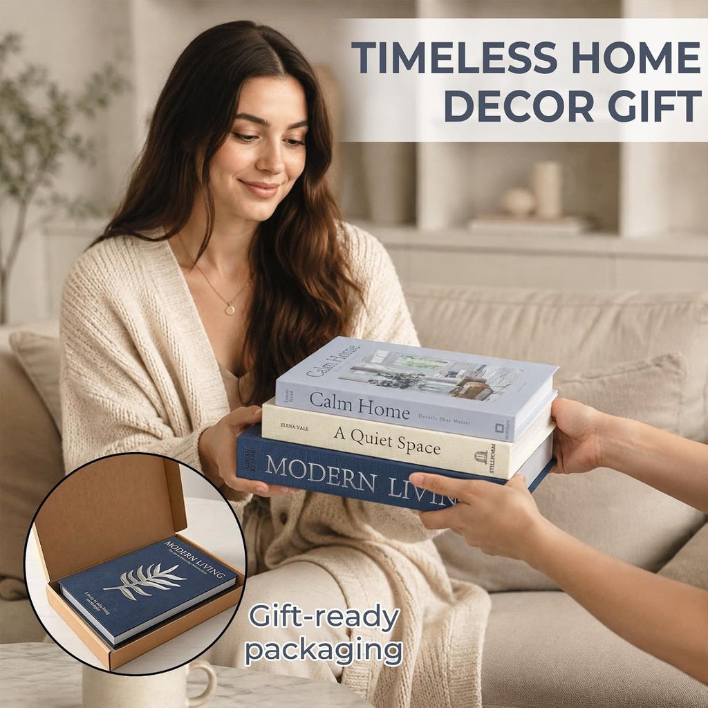 Decorative Books, Faux Book Storage Boxes Set of 3, Coffee Table Home Decor