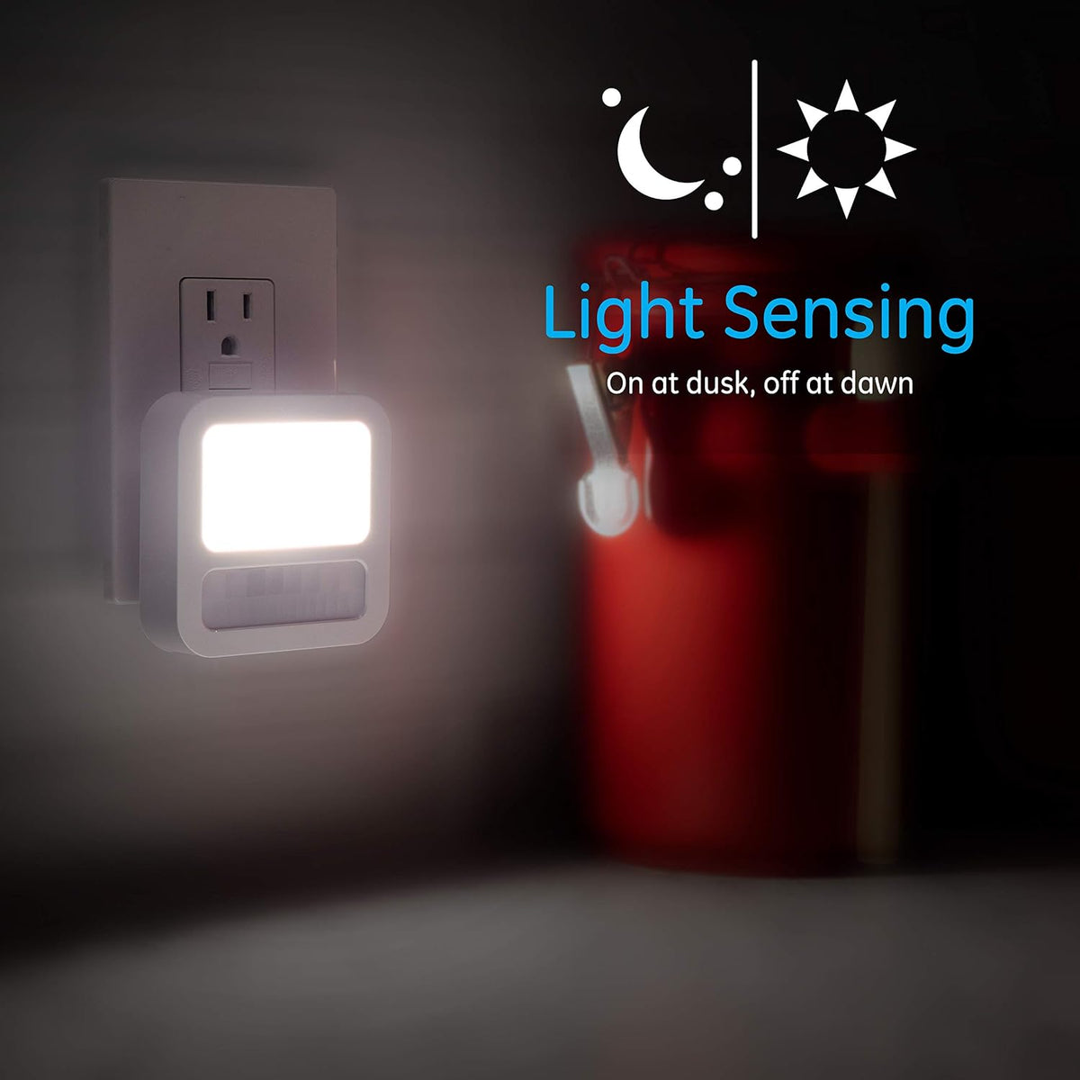 GE LED Motion Sensor Night Light, Plug-in, Dusk-to-Dawn Sensor, 20 Lumens, Soft White, Ideal for Bedroom, Bathroom, Kitchen, or Hallway – 46439 (2 Pack)