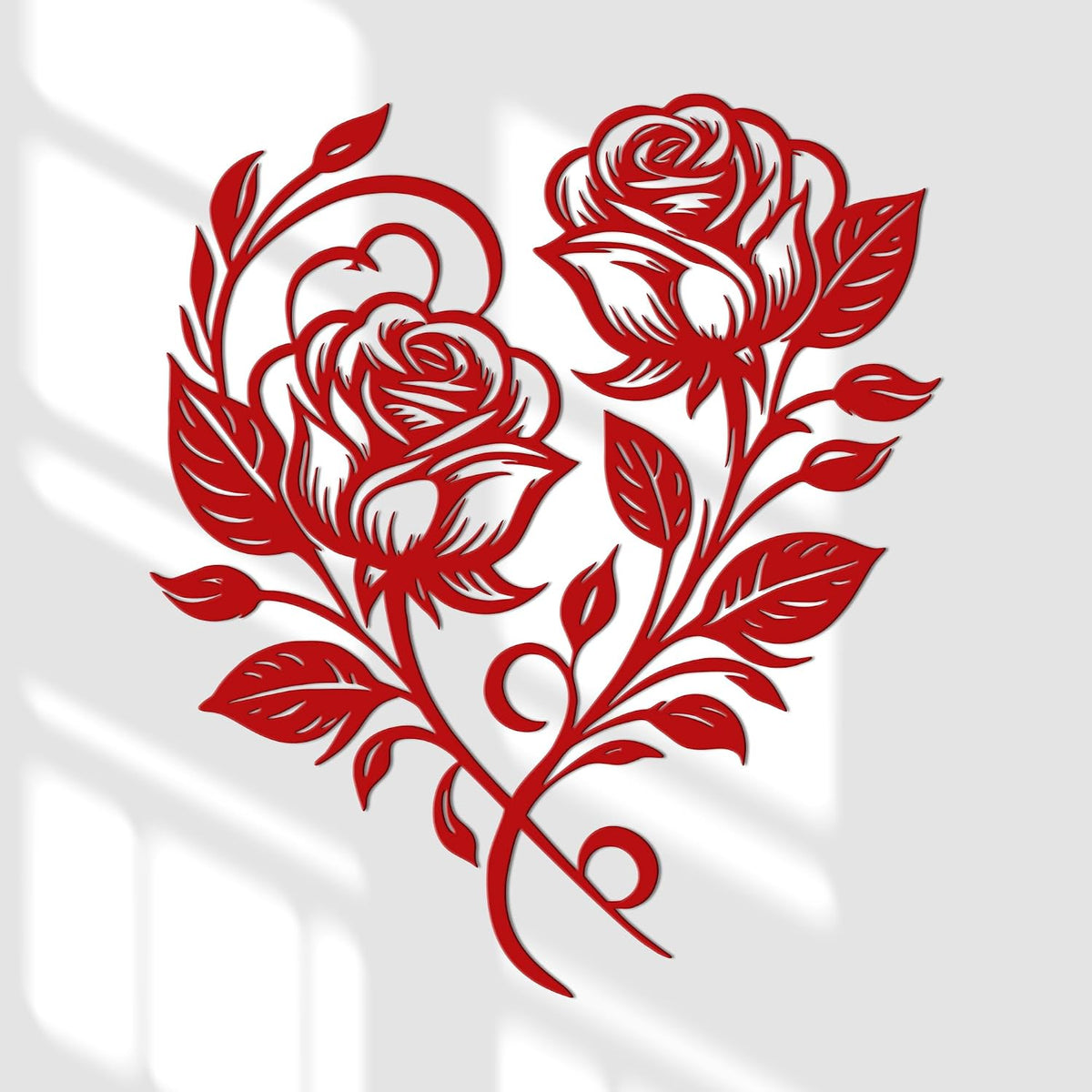 Heart Wall Decor with Metal Roses, Red Metal Flowers,12.6x11 Inch