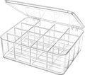 Adjustable Sock Underwear Drawer Organizer Dividers, 16 Grid Clear Tea Bag Holder with Lid, Removable Divided Tie Organizer Box, Plastic Storage Bin for Scarves Bras