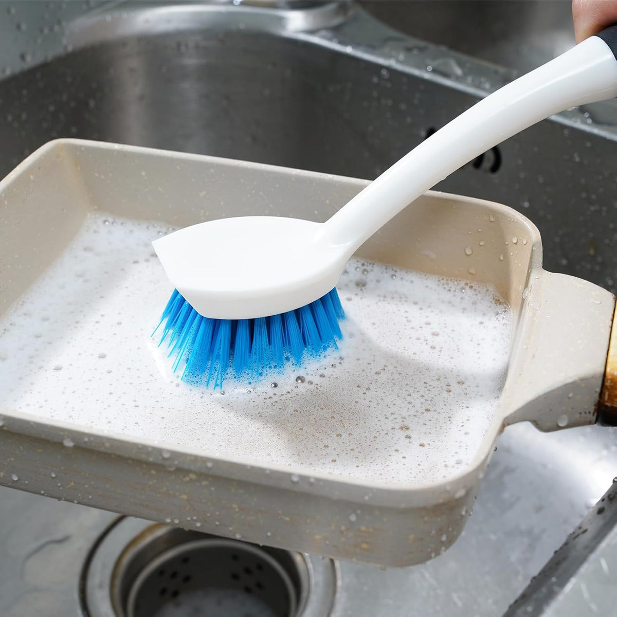 MOSOLAN Dish Brush Set of 3 with Bottle Brush, Dish Scrub Brush, Flat Head
