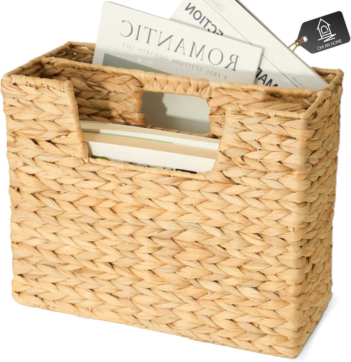 Chi An Home Wicker Magazine Basket Water Hyacinth Handwoven Magazine Holder