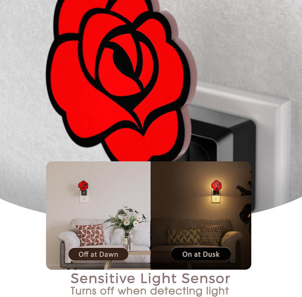 Briignite Flower Night Light, Rose Night Lights Plug into Wall Dimmable