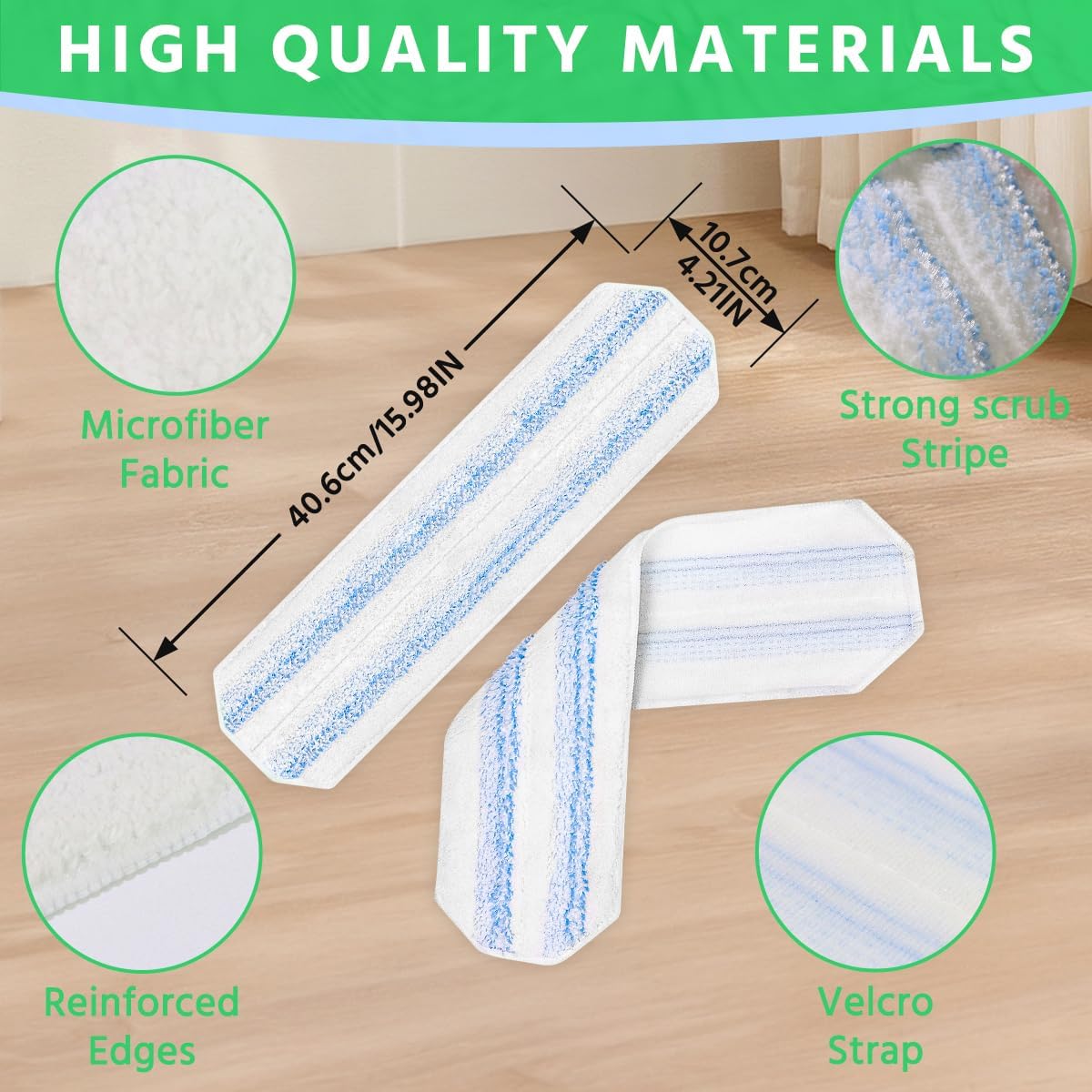 6 Pack H2prO Mop Pads Replacement for O Cedar H2prO Flat Mop System