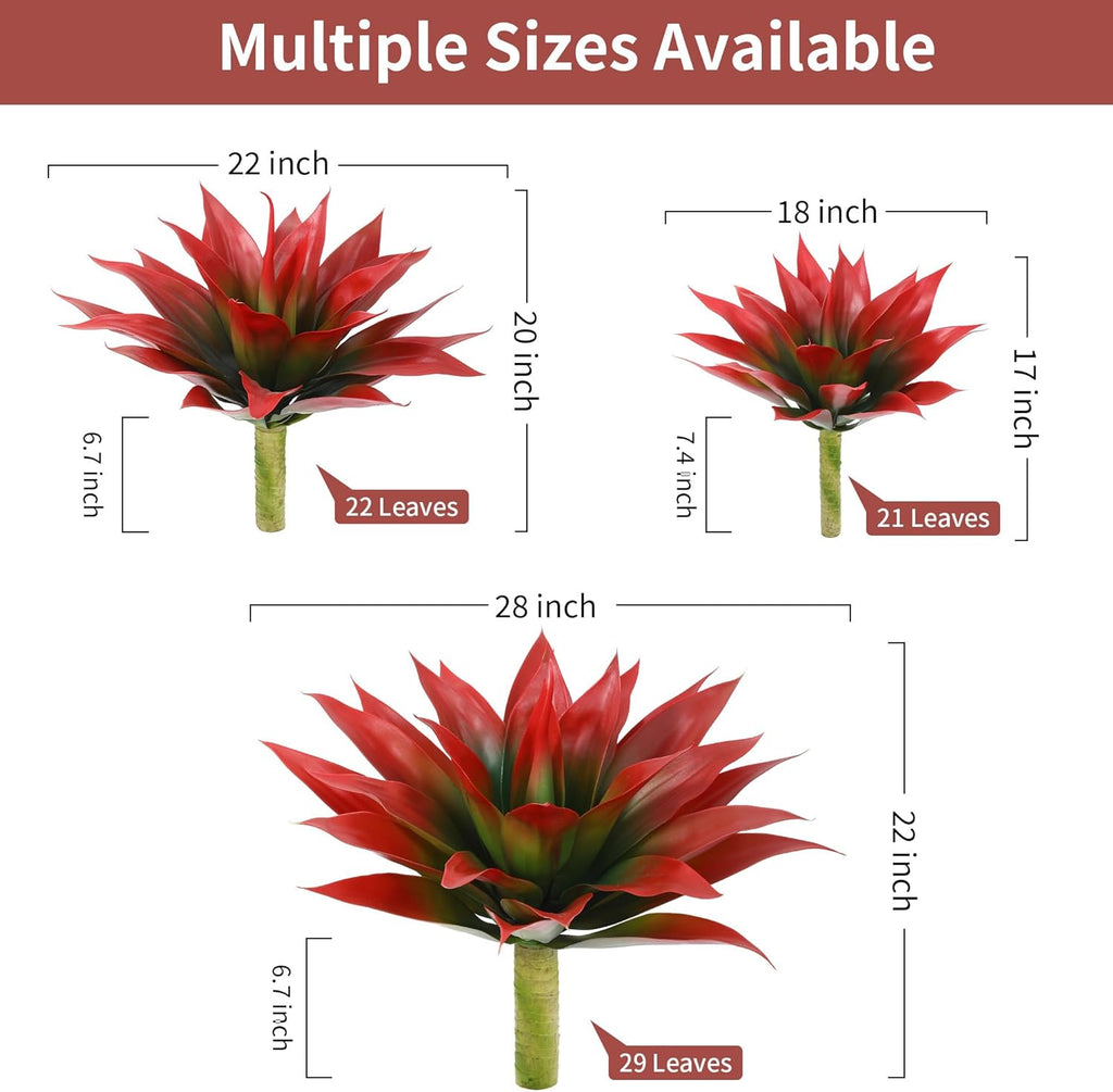 Wertuirk 22 Inch Artificial Agave Plant Outdoor UV Resistant, Red