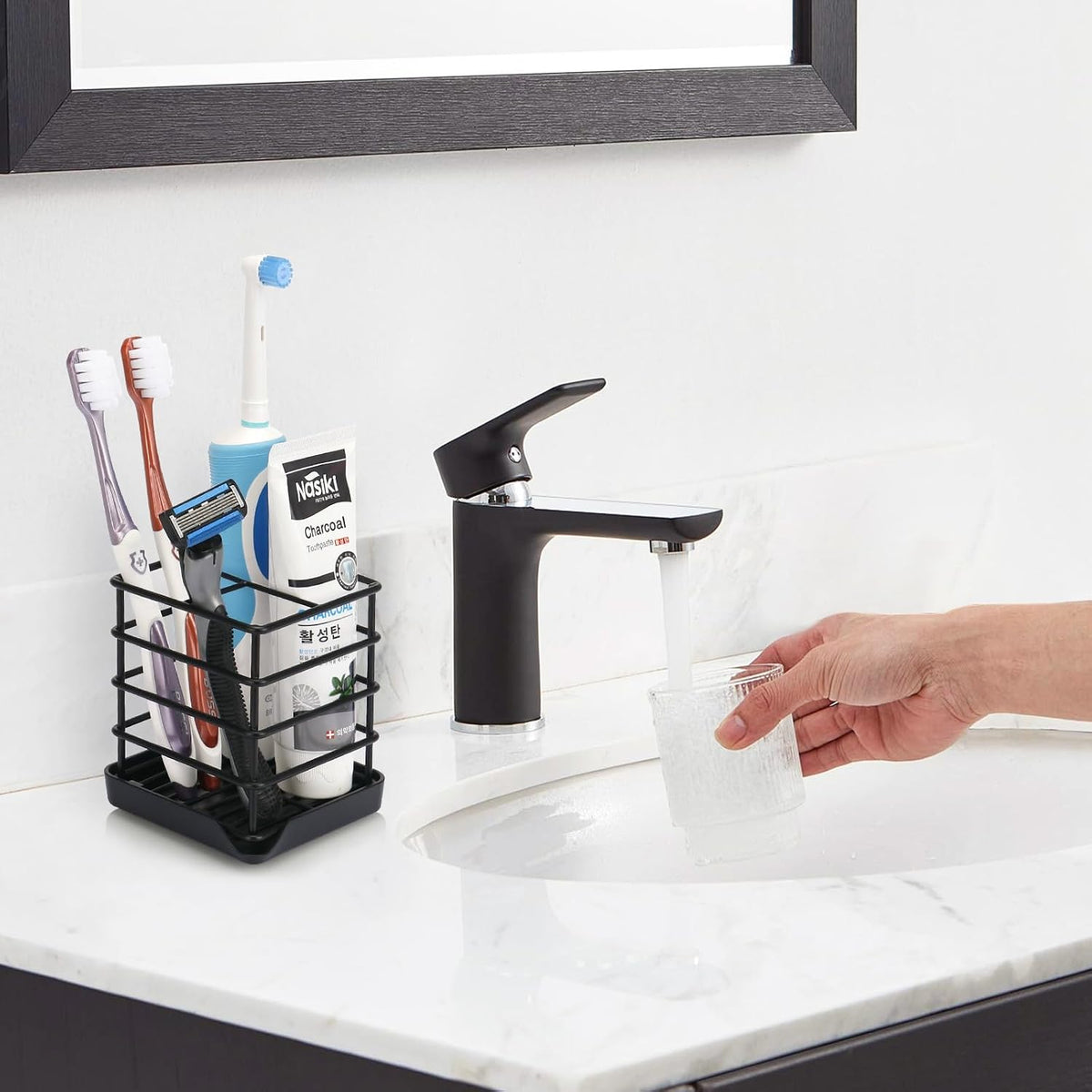 Toothbrush Holders for Bathroom,Black,Stainless Steel,Detachable, 3 Slot