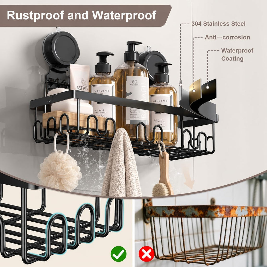 JOTPE Shower Caddy Suction Cup, No Drill Shower Shelves for Bath, 2 Pack