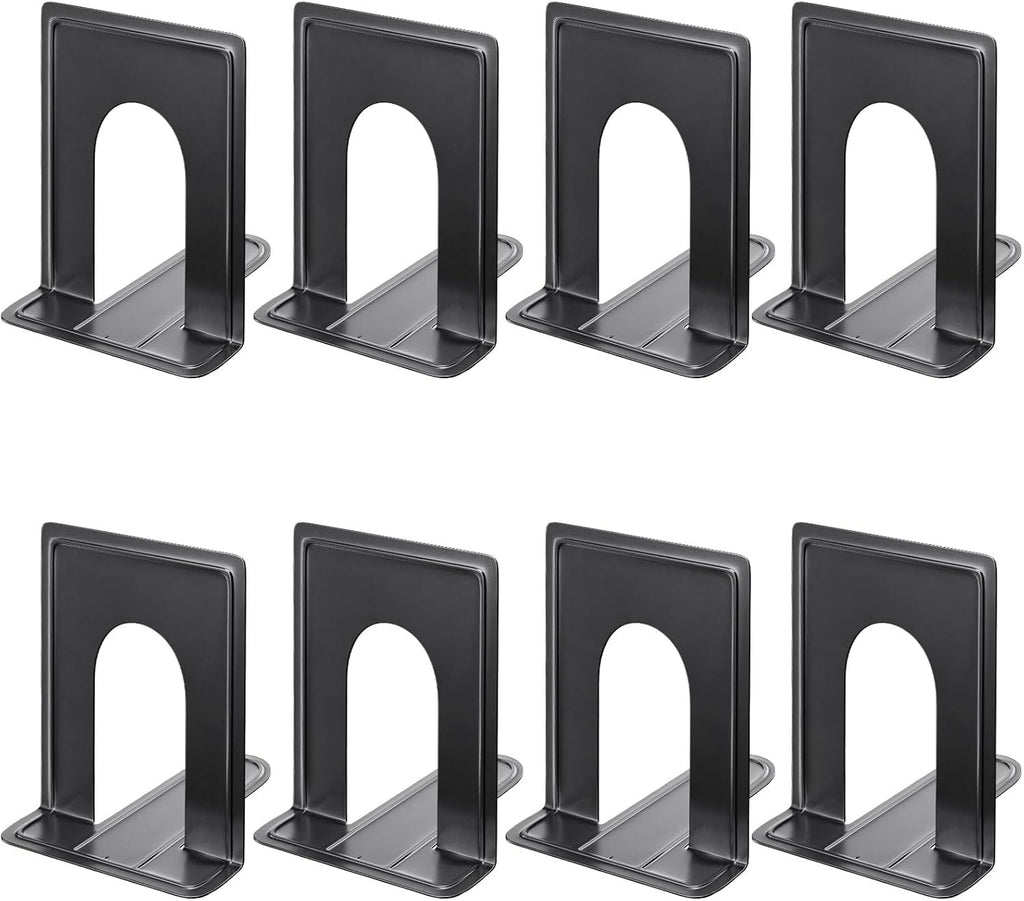 MaxGear 8.5 in Extra Large Heavy Duty Book Ends, Black Metal Bookends