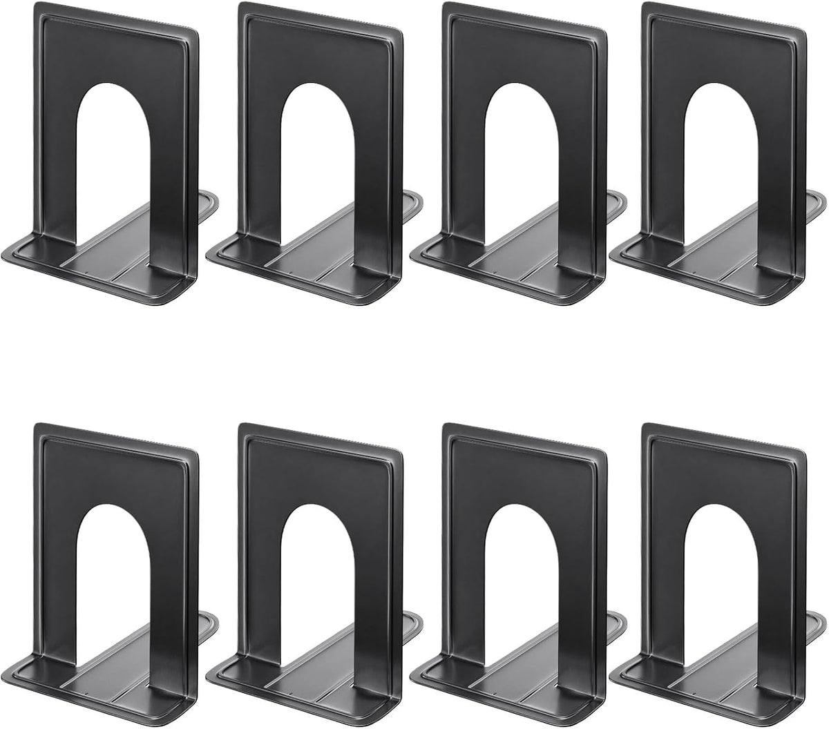 MaxGear 8.5 in Extra Large Heavy Duty Book Ends, Black Metal Bookends