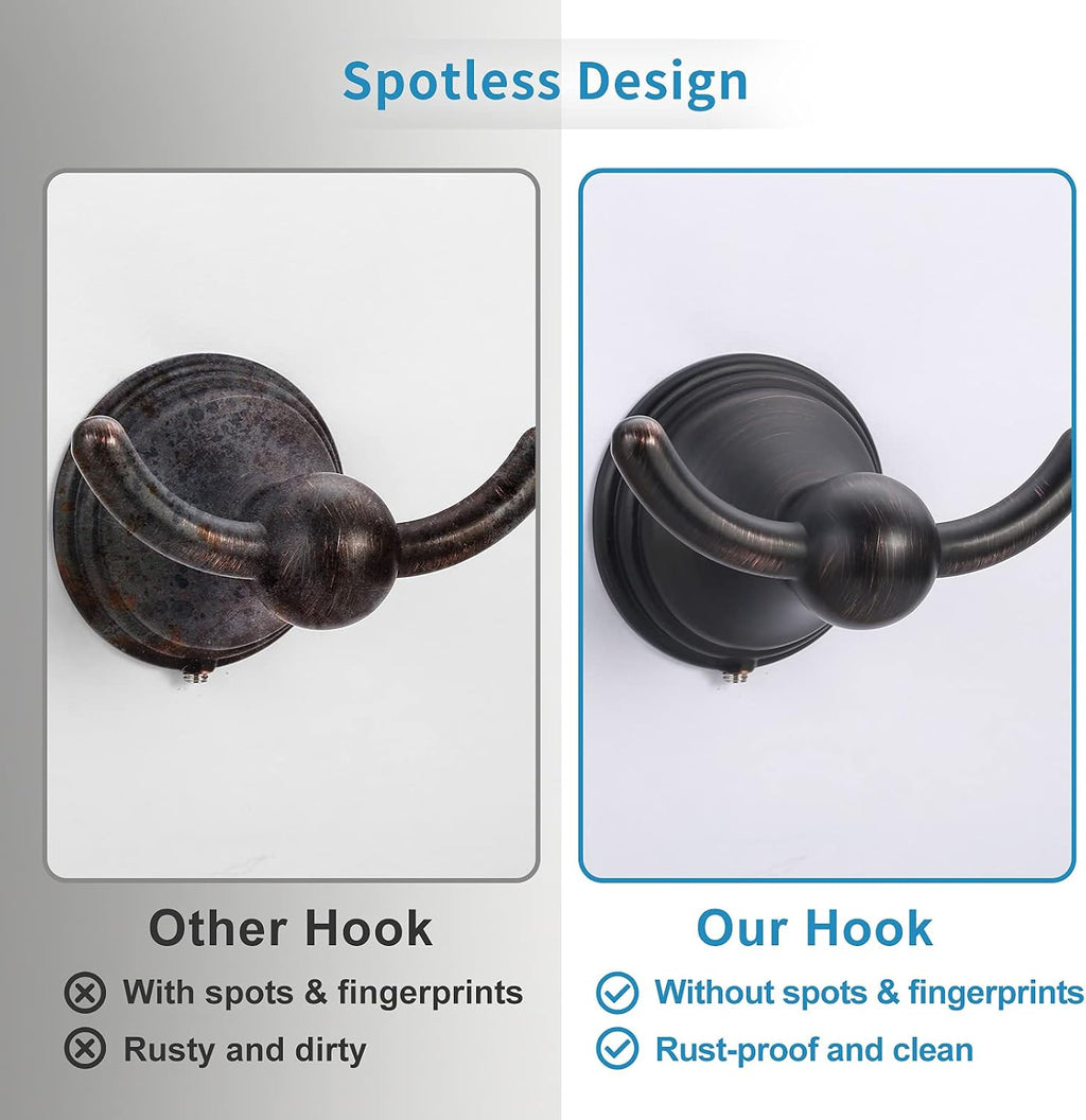 FILTA Bathroom Towel Hooks, Oil Rubbed Bronze Robe & Towel Hooks for Wall Mounted, Traditional Towel and Robe Hooks for Hanging Towels, Bath Towel Holder for Shower(2 Pack)