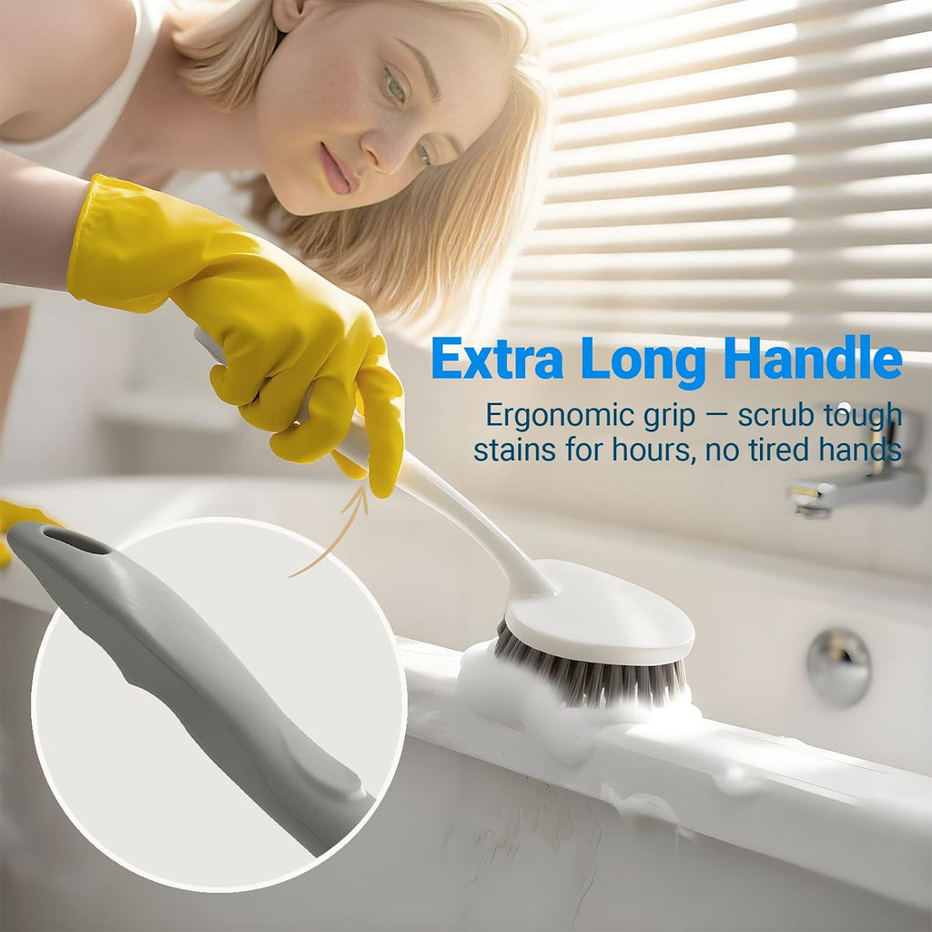 2 Pack Heavy Duty Scrub Brush Set with Hard Bristle, Cleaning Brush Designed for Bathroom, Shower, Bathtub, Tub, Carpet, Floor, Grout, Tile