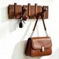 Coat Rack Wall Mount, Walnut 5 Flip-Down Picket Hanger Hooks for Entryway