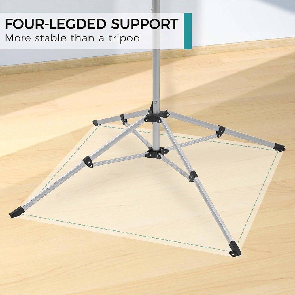 JS HANGER Indoor and Outdoor Portable Clothes Drying Rack with 4 Rotatable Arms for Hangers, 4 Legs, Collapsible Umbrella Laundry Air Dryer with 65 ft. of Hanging Space - Silver