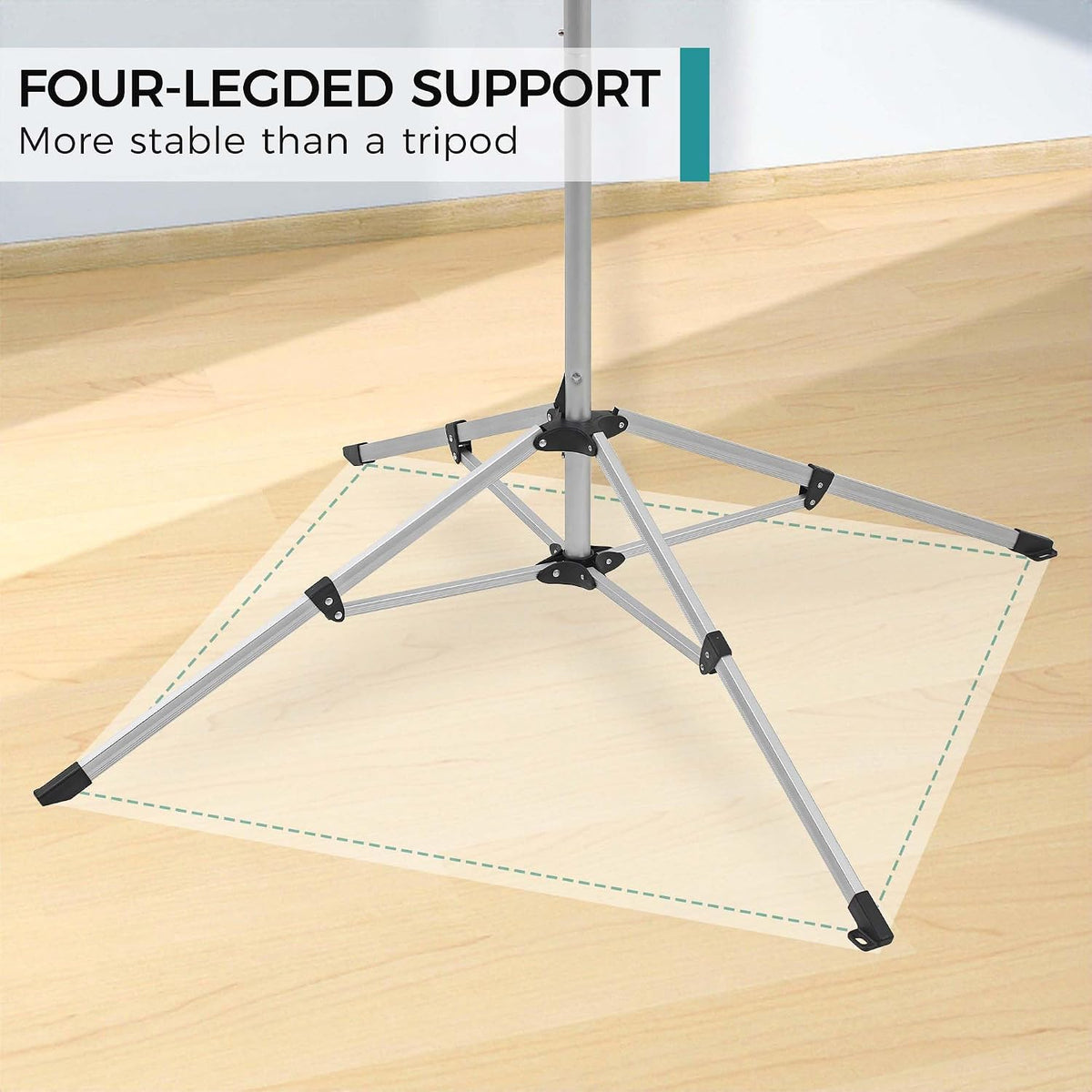 JS HANGER Indoor and Outdoor Portable Clothes Drying Rack with 4 Rotatable Arms for Hangers, 4 Legs, Collapsible Umbrella Laundry Air Dryer with 65 ft. of Hanging Space - Silver