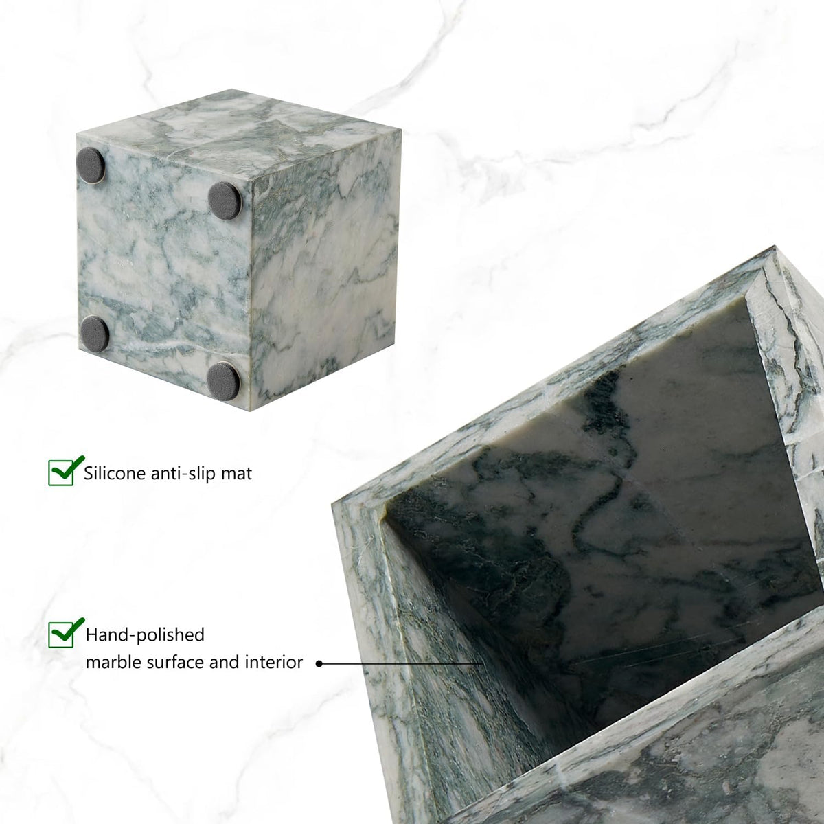 Real Luxurious Natural Marble Toothbrush Holder & Makeup Brush Organizer
