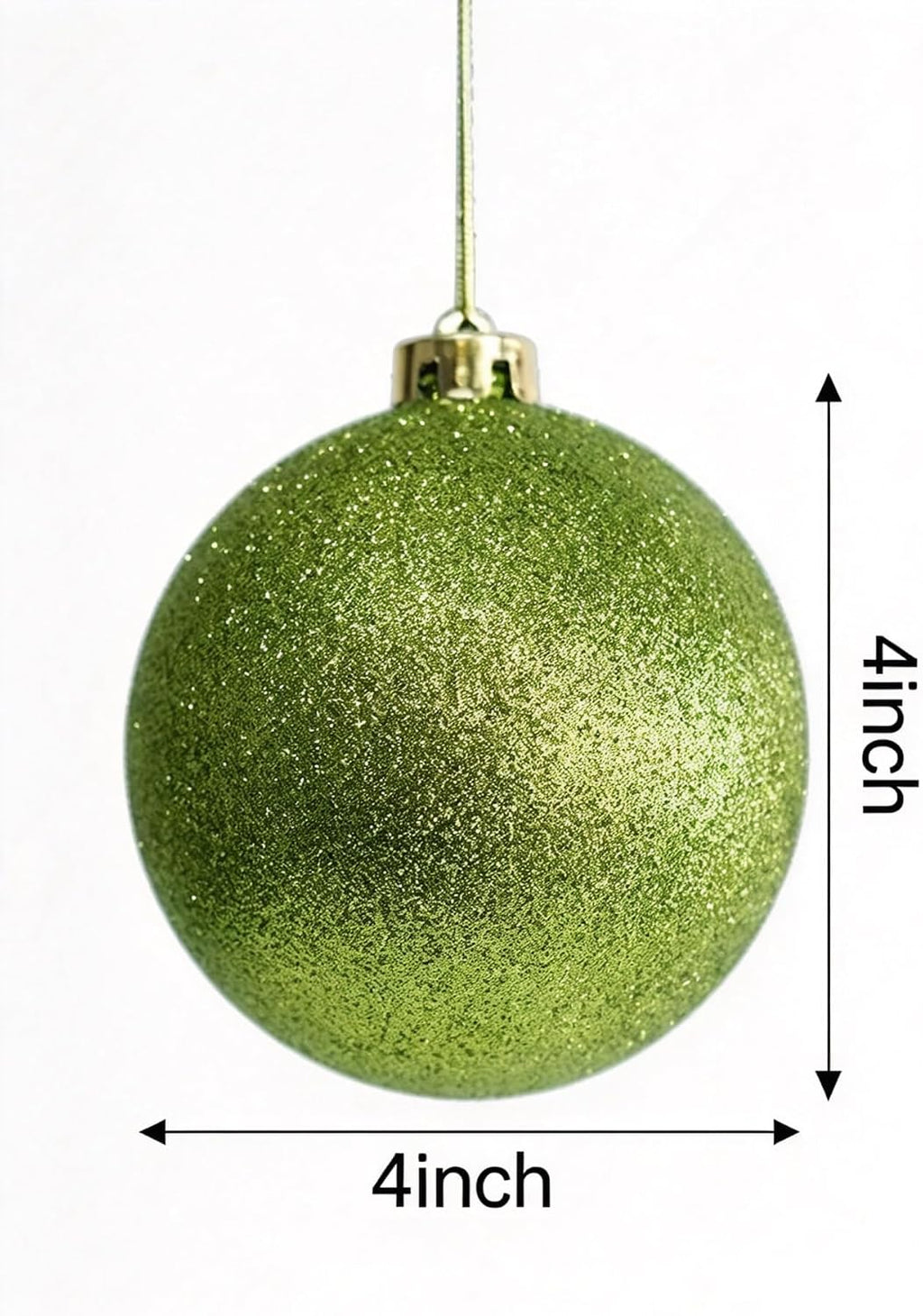 YYCRAFT Glitter Lime Green Shatterproof Christmas Ornament 10cm Unique Color Ornament for Holiday Decor Wreaths Garlands Box Set (4 Pack,Lime Green)