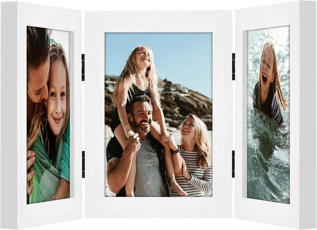 Americanflat 4x6 Hinged Triple Picture Frame - Engineered Wood - White